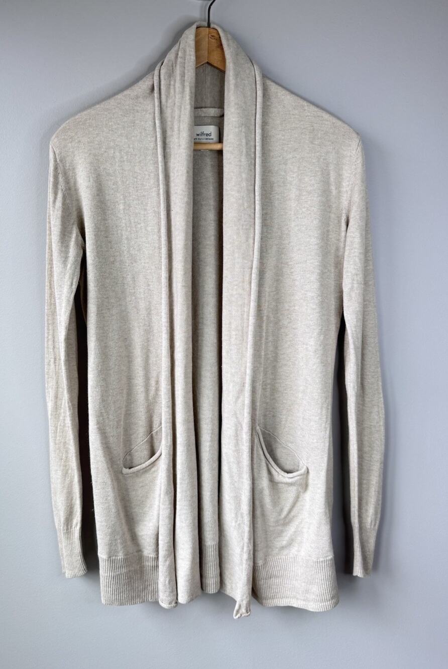 Aritzia Wilfred Womens Size S Open Front Longline Cardigan Sweater Silk Cashmere - Picture 1 of 8